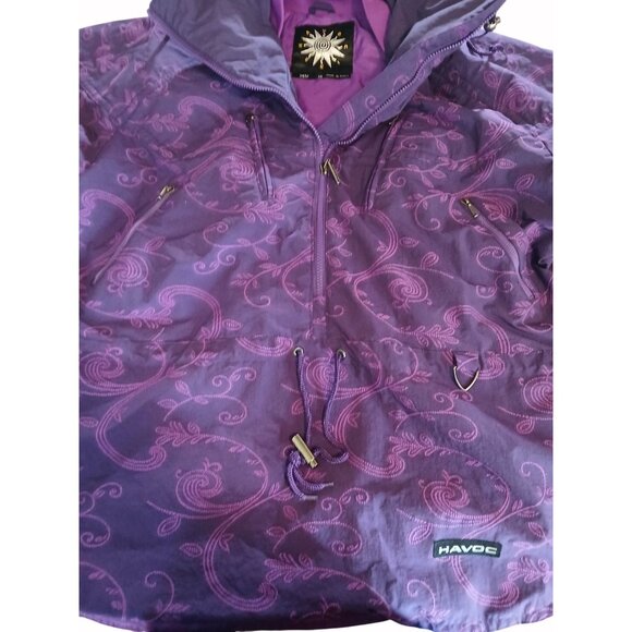 Vintage Havoc Purple Snow Ski Jacket Pockets Size 14 Made In Korea Pull Over - Picture 13 of 16